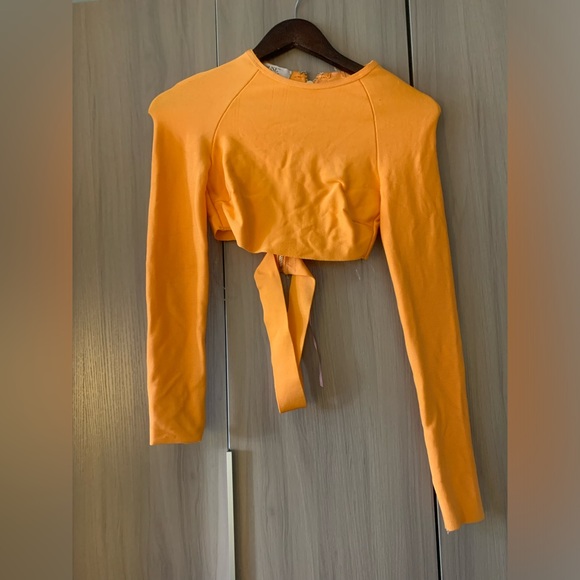 House of CB Tops - House of CB orange long sleep crop top bandage top size xs